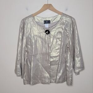 Connie's Moonlight | Gold Metallic Linen Lagenlook Swing Jacket Size Medium